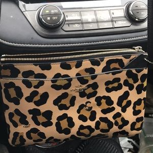 Coach cheetah long cross body